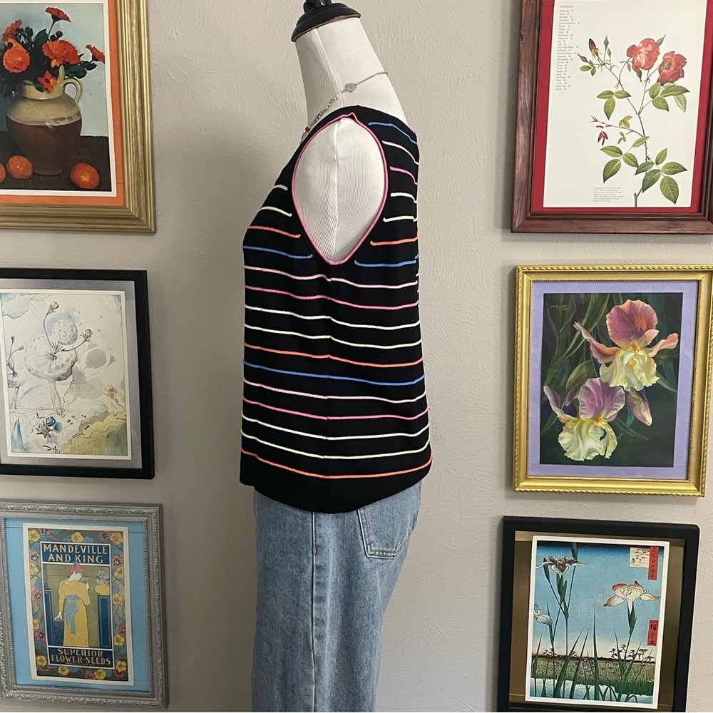 Joseph Black Knit Tank with Multicolor Stripes - Picture 4 of 7